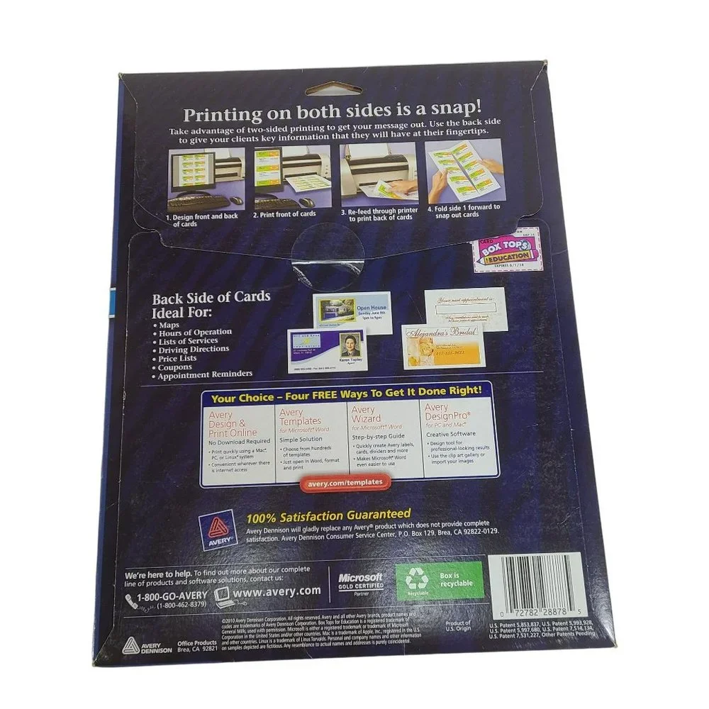 Avery Clean Edge Business Cards Ink Jet Printable White 28878 90 Cards